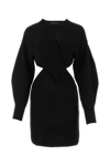 Alexander Mcqueen Mini Wool Twisted Dress In Black