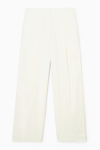 Cos Pleated Barrel-leg Twill Chinos In White