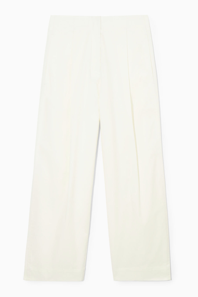 Cos Pleated Barrel-leg Twill Chinos In White
