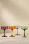 Anthropologie Set Of 4 Morgan Coupe Glasses In Assorted