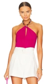 Veronica Beard Akeeva Bead-embellished Stretch-jersey Halterneck Top In Fuchsia