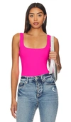 Good American Modern Tank Bodysuit In Knock Out Pink001