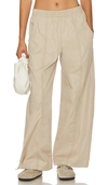 Agolde Dakota Cotton Poplin Track Pants In Truffle
