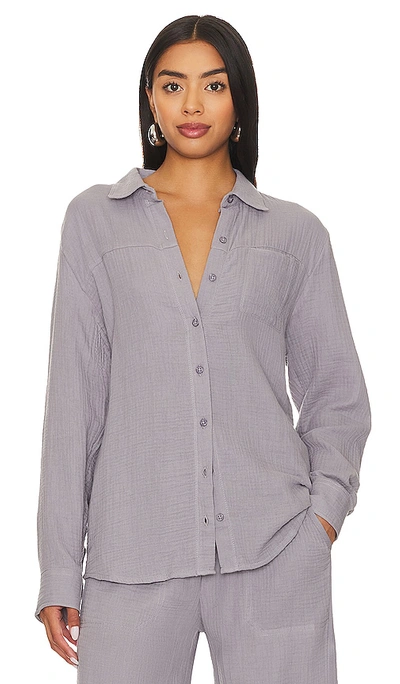 Splendid Kit Cotton Button-up Blouse In Oyster