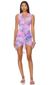 LULI FAMA JUNGLE FEVER HI-LO SCRUNCH DRESS