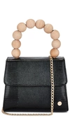 Olga Berg Caylee Wooden Bead Handle Clutch In Black
