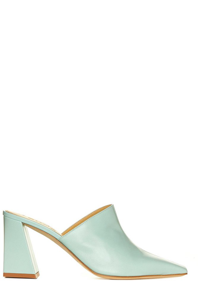 Aeyde Slip-on 80mm Leather Mules In Aqua