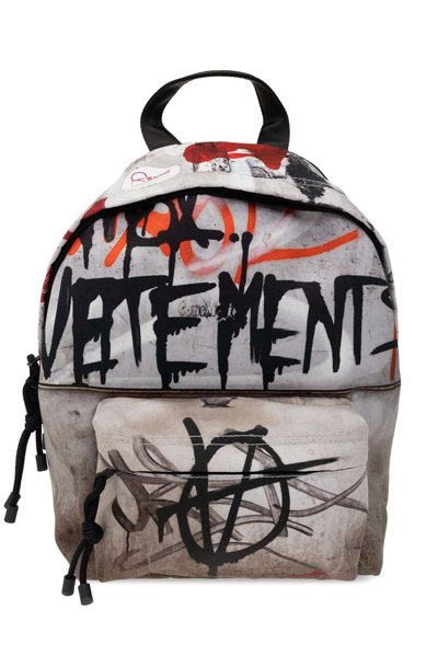 Vetements Graffiti Printed Mini Backpack In Grey