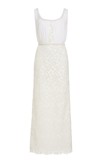 Giambattista Valli Floral Macrame Maxi Dress In Off-white
