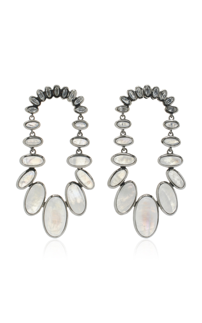 Nak Armstrong Kimono Sterling Silver Moonstone And Zircon Earrings In White