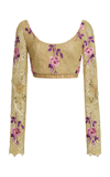 GIAMBATTISTA VALLI EMBROIDERED MACRAME CROP TOP