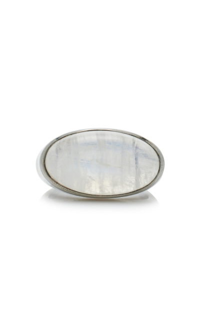 Nak Armstrong Single Elliptic Sterling Silver Moonstone Ring In White