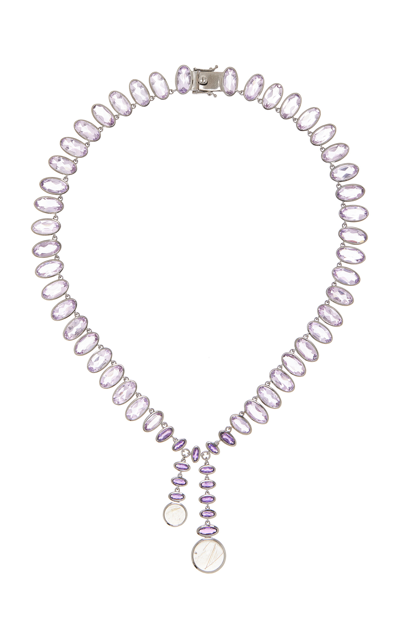 Nak Armstrong Chime Sterling Silver Multi-stonelariat Necklace In Pink