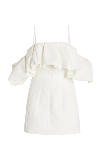 Simkhai Puff Detail Mini Dress In Natural White