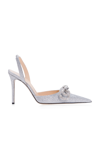 Mach&mach Double Bow Glitter 95mm Pumps In Silver