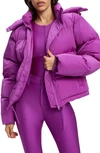 GOOD AMERICAN IRIDESCENT PUFFER JACKET WITH REMOVABLE HOOD
