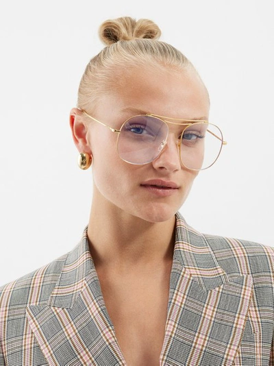 Gucci Round Aviator Glasses In Gold-gold-transparent