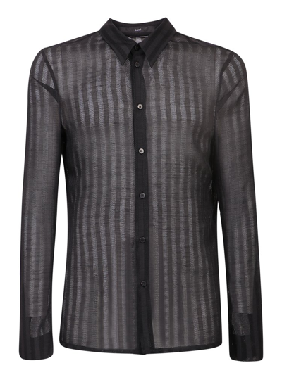 Sapio Semi Sheer Striped Shirt In Black