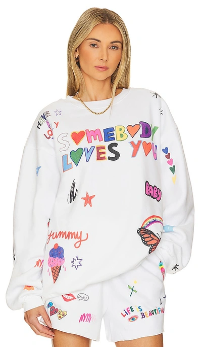 The Mayfair Group Somebody Loves You Crewneck In White