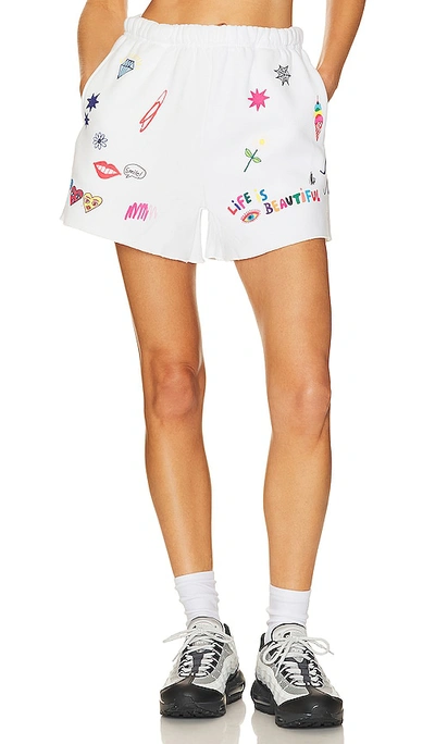 The Mayfair Group Somebody Loves You Sweat Shorts In White