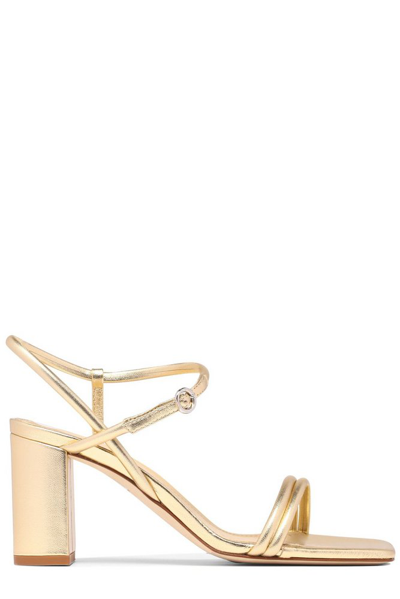 Aeyde Helene 80mm Leather Sandals In Gold