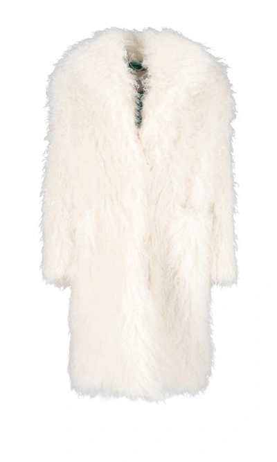 Becagli White Fur Effect Long Coat In Mohair Beacagli Woman