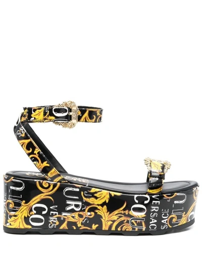 Versace Jeans Couture Baroque Pattern-print 70mm Sandals In Black