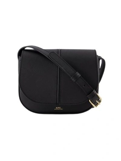Apc Betty Leather Bag With Logo In Black