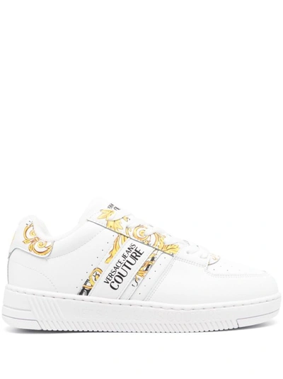 Versace Jeans Couture Barocco-print Low-top Sneakers In Weiss