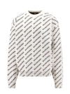 Balenciaga Men's Mini Diagonal Logo Sweater In Chalky White Black