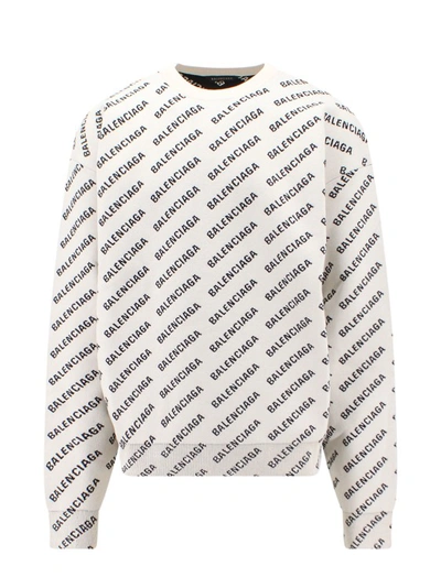 Balenciaga Mini Allover Logo Sweater In Beige