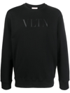 Valentino Cotton Crewneck Sweatshirt With Vltn Print In Black