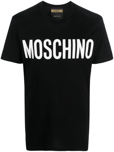 Moschino Logo-print Organic Cotton T-shirt In Black