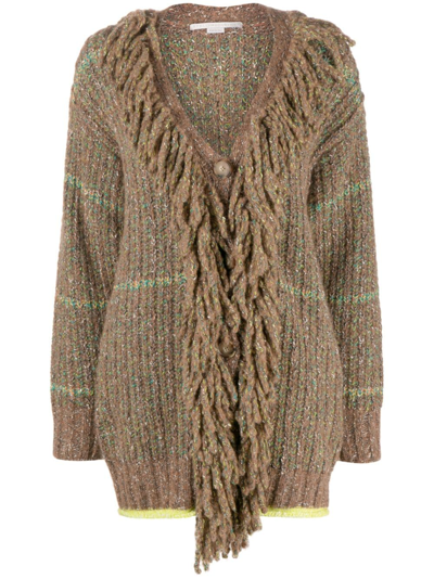 Stella Mccartney Cable-knit Tweed Cardi-coat In Brown