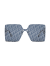 Dior Women's Club M5u Palladium Geometric Sunglasses In Blue Smoke