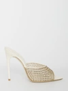 Saint Laurent Gippy Crystal Mesh Stiletto Mules In Grey