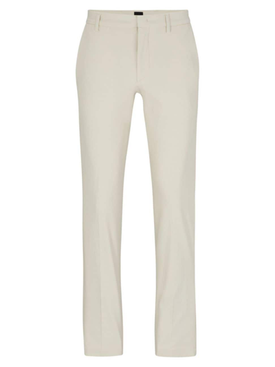 Hugo Boss Men's Slim-fit Trousers In A Cotton Blend With Stretch In Open White