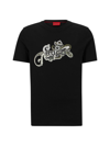 Hugo Cotton-jersey T-shirt With Paisley Motif And Logo In Black