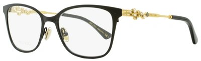 Jimmy Choo Women's Rectangular Eyeglasses Jc212 807 Shiny Black/gold 53mm