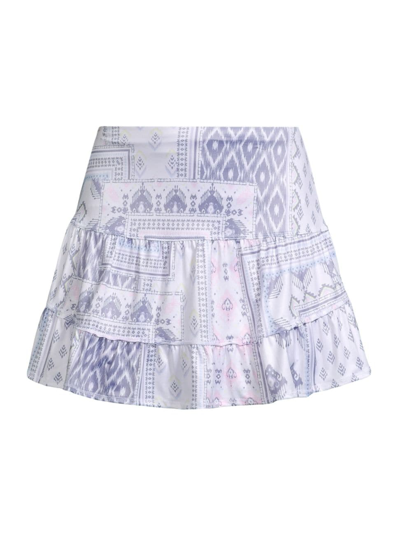 Lucky In Love Women's Ikat About It Printed Jersey Tennis Skort In White Multi