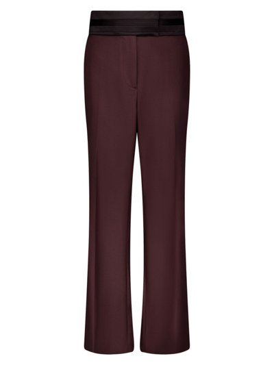 Marina Moscone Women's Relaxed Trousers With Raw Edge Detail In Bordeaux