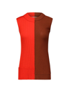 Marina Moscone Women's Sleeveless Patchwork Pullover Sweater In Poppy Brown