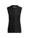 Marina Moscone Women's Sleeveless Patchwork Pullover Sweater In Black