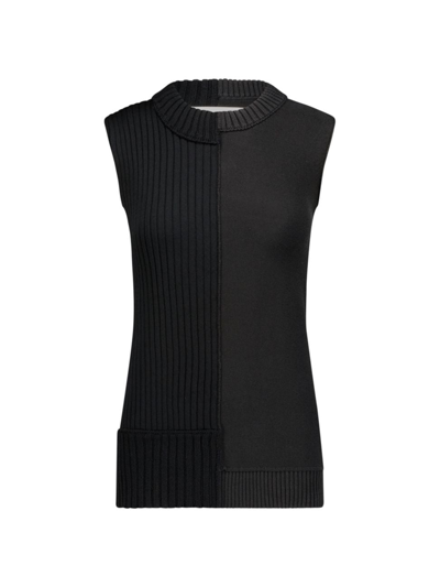 Marina Moscone Women's Sleeveless Patchwork Pullover Jumper In Black