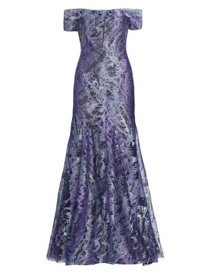 Rene Ruiz Collection Women's Metallic Off-the-shoulder Mermaid Gown In Wisteria