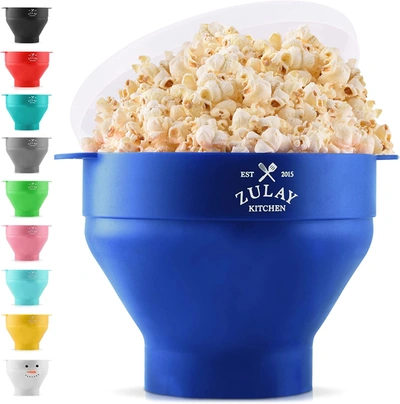 Zulay Kitchen Collapsible Silicone Popcorn Maker In Blue
