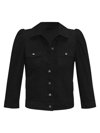 Retroféte Ada Puff-sleeve Denim Jacket In Black