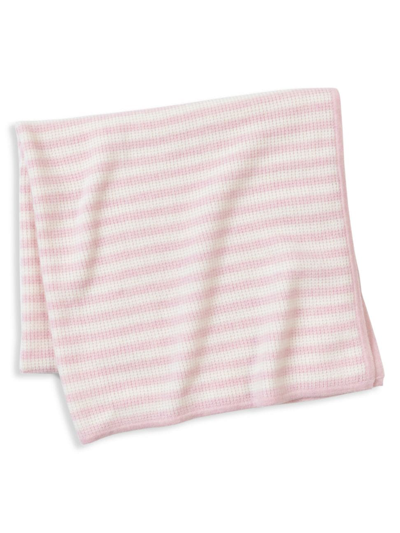 Sofia Cashmere Stripe Cashmere Blanket In Ivory Light Pink