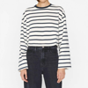 Frame Crop Bell Sleeve Tee In Navy Multi In White