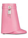 Givenchy Shark Lock Leather Ankle Boots In Bright Pink